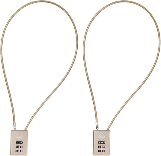 3 Digit Cable Combination Lock 20 inches Cable for School Gym Locker,Filing Cabinets,Helmet,Toolbox,Luggage Suitcase,knapsack,Gold 2Pack