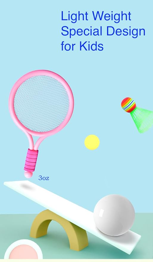 Kids Tennis Rackets with Carrying Bag, Soft Training Balls and Badminton Shuttlecocks with Tennis Rackets Kids, Tennis Racquets Gift Set for Children Outdoor Indoor Sports