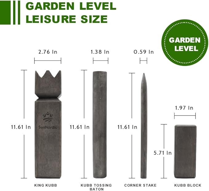Kubb Yard Game Set, Garden Rubber Wood Outdoor Tossing Game with Canvas Carry Bag, Giant Viking Outdoor Chess Game for Kids, Adults & Backyard Lawn