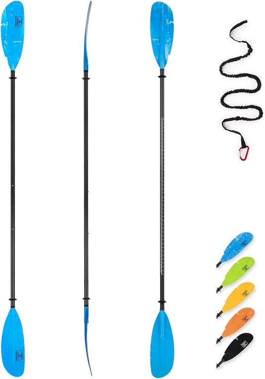 OCEANBROAD Adjustable Carbon Fishing Kayak Paddle - 94in/240cm-98in/250cm-102in/260cm Carbon Fiber Shaft with Paddle Leash