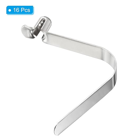 PATIKIL 8x5.5mm Kayak Paddle Snaps, 16 Pack Tent Pole Clips Steel V Shaped Single Pin Push Button Spring Clips Lock Tube Pole Clips for Camping Awning