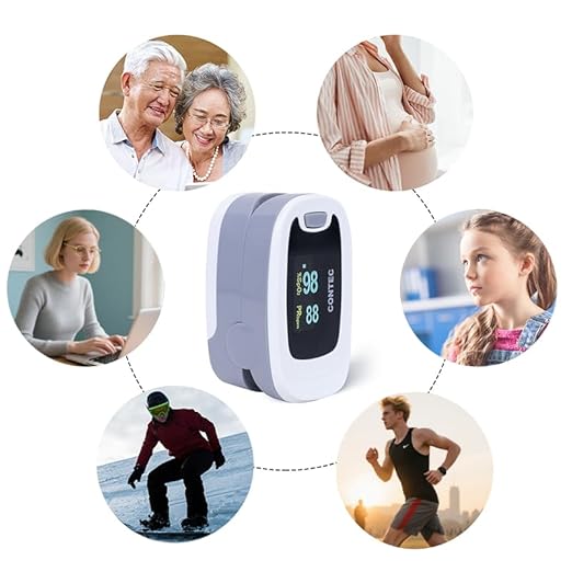 CONTEC CMS50NA Pulse Oximeter Fingertip Blood Oxygen Saturation Monitor SpO2 and PR Value Waveform Blood Oxygen Neck/Wrist Corda, Grey