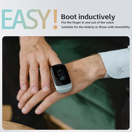 Rechargeable Pulse Oximeter Fingertip Oxygen Monitor Fingertip with SpO2 Pulse Rate and PI RR OLED Precision Fast Oximeter SpO2 Reading Outdoor Sports Home (Blue)