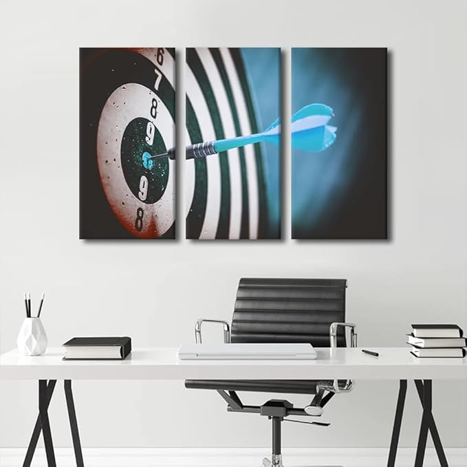 Wall Art Dart Hits the Bullseye Office Wall Art Painting on Canvas Inspirational Bedroom Wall Art Modern Home Decor House Decorations for Living Room Pictures Stretched on Wooden Frame, 24"Wx36"H