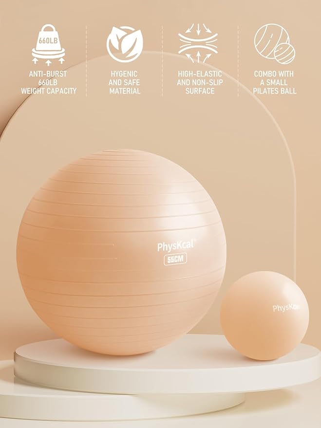Yoga Ball for Exercise, Pilates Set, 4 Sizes Fitness Ball for Workout, Birthing, Pregnancy, Physical Therapy- Pump Included