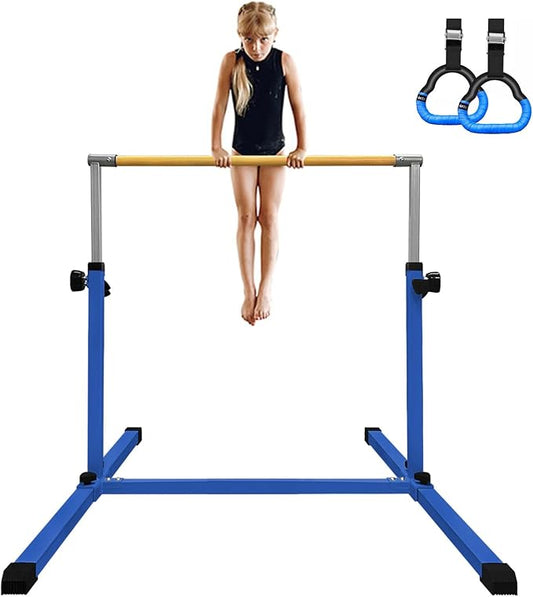 XDEMODA The Latest Model Gymnastics Bar for Kids Ages 3-15 for Home, Anti-Slip, Easy to Assemble, 35” to 55” Adjustable Height Gymnastic Horizontal Bars Equipment