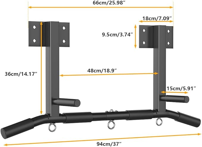 Wall Mount Pull Up Bar, Joist Mount Pull Up Bar, Beam and Rafter Mounted Chin Up Bar for Home Gym With Wood Mount and Wall Mount Screws