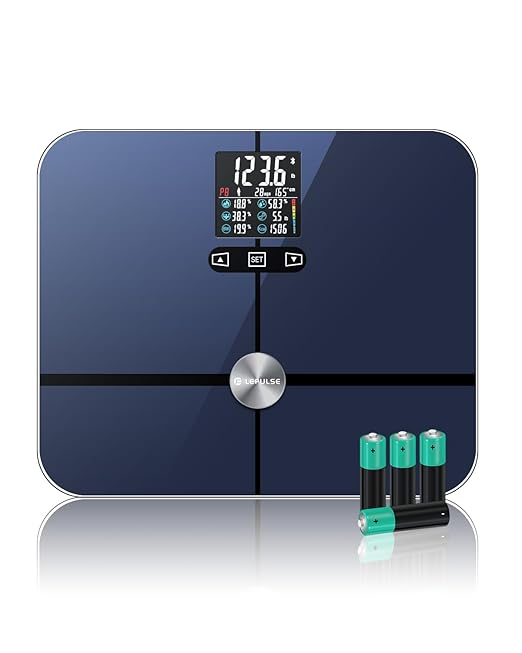 Lepulse Body Fat Scale, Scale with Bmi, Body Fat, Muscle Mass, Digital Bathroom Scale Body Composition Monitor, 14.2" Big Platform, No Need Mobile Phone Or App, 400lb