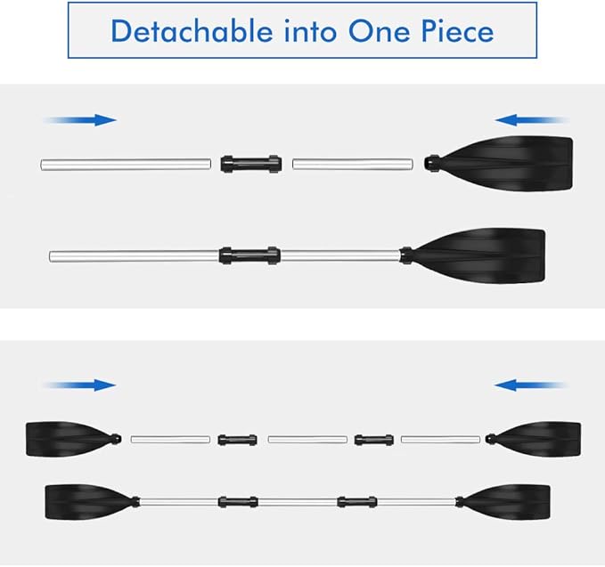 Zerone 2pcs Oars for Row Boat Aluminium Alloy Boat Oars with Oar Locks Detachable Kayak Paddles Lightweight Ribbed Blade Kayak Paddles Boat Oars