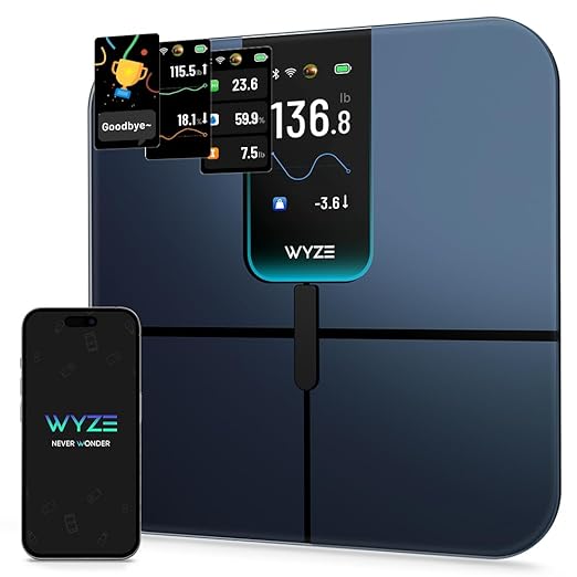 WYZE SCALE - Smart Scale Ultra with 4.3" Color Display, Digital Scale for Body Weight BMI Muscle Mass, Heart Rate Monitor, Wi-Fi & Bluetooth Weight Scale with Baby/Pet/Luggage Mode, 400lbs, Black
