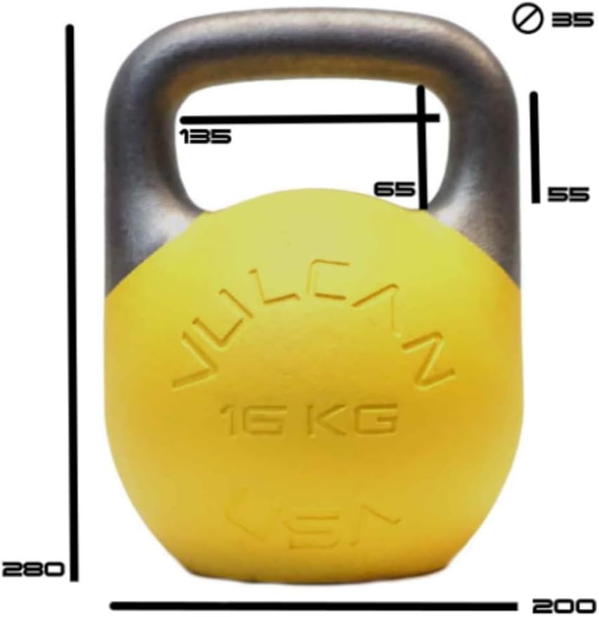 Vulcan Competition Kettlebell – Ergonomic Steel Design with 35mm Wide Grip Handle | Ideal for Strength Training and Workouts | Suitable for All Hand Sizes