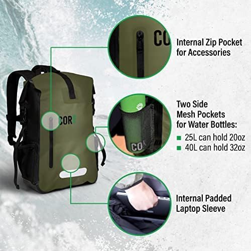 Waterproof Backpack with Laptop Sleeve | Heavy Duty Hiking, Kayak Dry Bag Backpack | Roll-Top Closure (40L Gray)