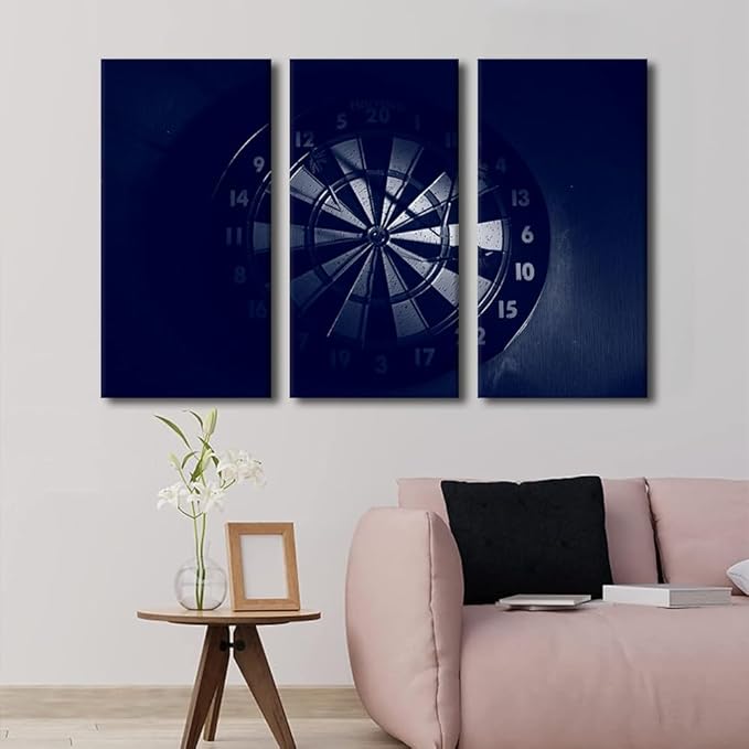 Canvas Art Rustic Home Decor Dart Plate House Decorations for Living Room Sports Theme Wall Art Painting Picture Canvas Wall Art 3 Panels Modern Artwork Framed Gallery-wrapped Ready to Hang(40"Wx60"H)