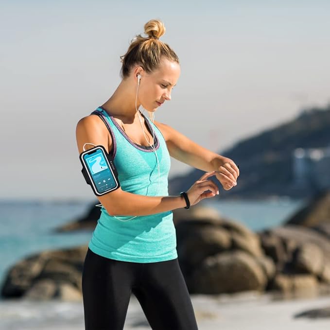 Phone Holder for Running, Karvense Phone Arm Bands for Running Exercise Workout Jogging, for iPhone 13 mini/12 mini/11 Pro/SE/XS/8/7, Samsung Galaxy, Moto, Cell Phones up to 5.4'', Sweat-Proof Armband