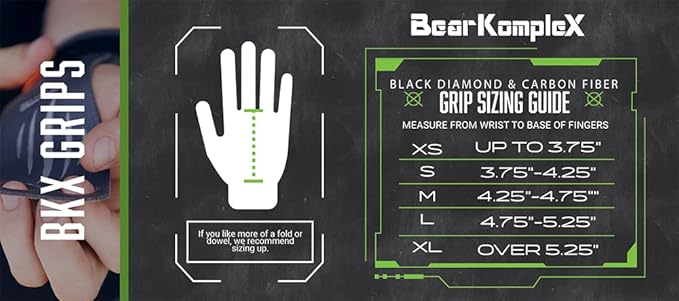 Bear KompleX Black Diamond No Hole Grips for - Lightweight, High Performance Weightlifting Grips, Protect Hands and Provides Comfort - Great for Cross Training, Powerlifting