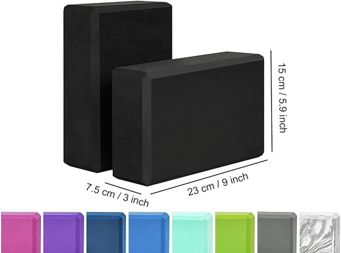 EXERZ Yoga Blocks 2 pack, Gym Blocks, Exercise Workout Fitness Bricks, Pilates Stretch Handstand Non-Slip