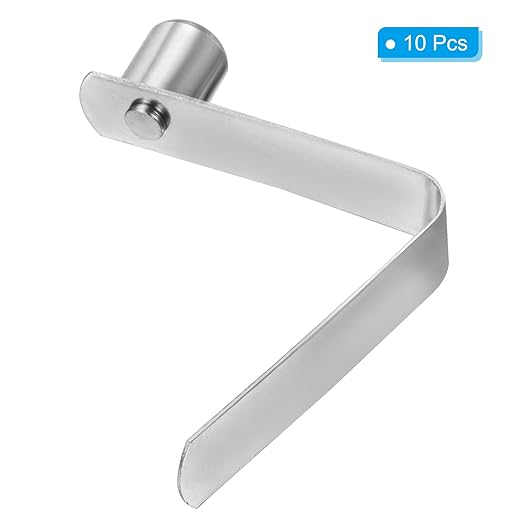 PATIKIL 12x9.5mm Kayak Paddle Snaps, 10 Pack Tent Pole Clips Steel V Shaped Single Pin Push Button Spring Clips Lock Tube Pole Clips for Camping Awning