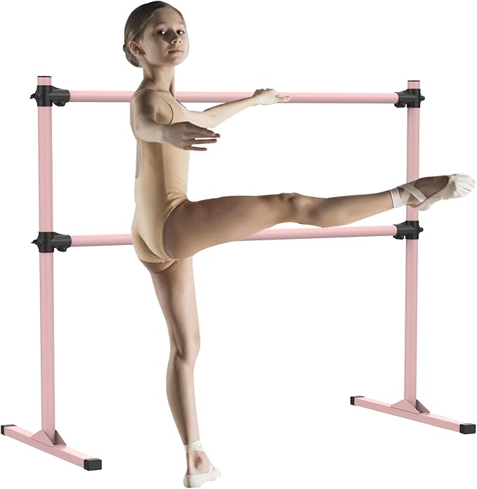 Zlinke 4FT Height Adjustable Ballet Barre, Freestanding Ballet Bar, Heavy Duty Dance Bar Support, Sturdy Construction, Anti-Slip for Kids Adult, Home and Gym Use