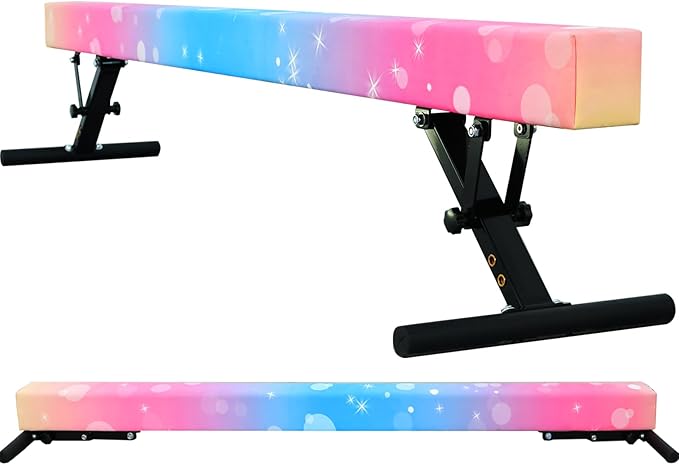 Adjustable Balance Beam Gymnastics Beam 8 FT Adjustable Height Beams for Kids, High and Low Floor Beams,Gymnastics Equipment for Kids Adults Training at Home and Gym Center