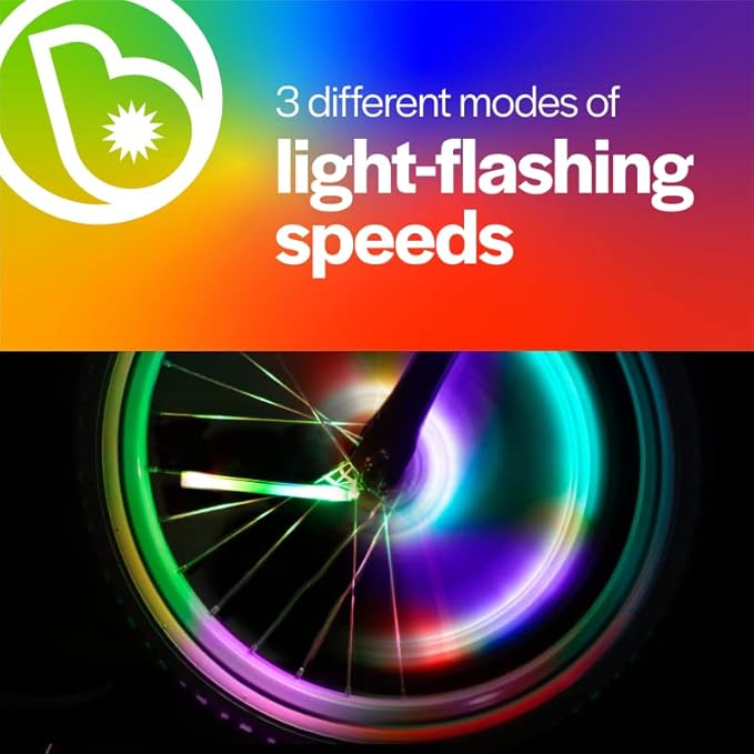 Brightz SpinBrightz LED Bike Spoke Lights for 1 Wheel - 3 Cool Solid Color & Modes - Ride with 100% Ultimate Style and Safety! Easy Clip-On Design - Turn Every Ride into a Dazzling Night Adventure