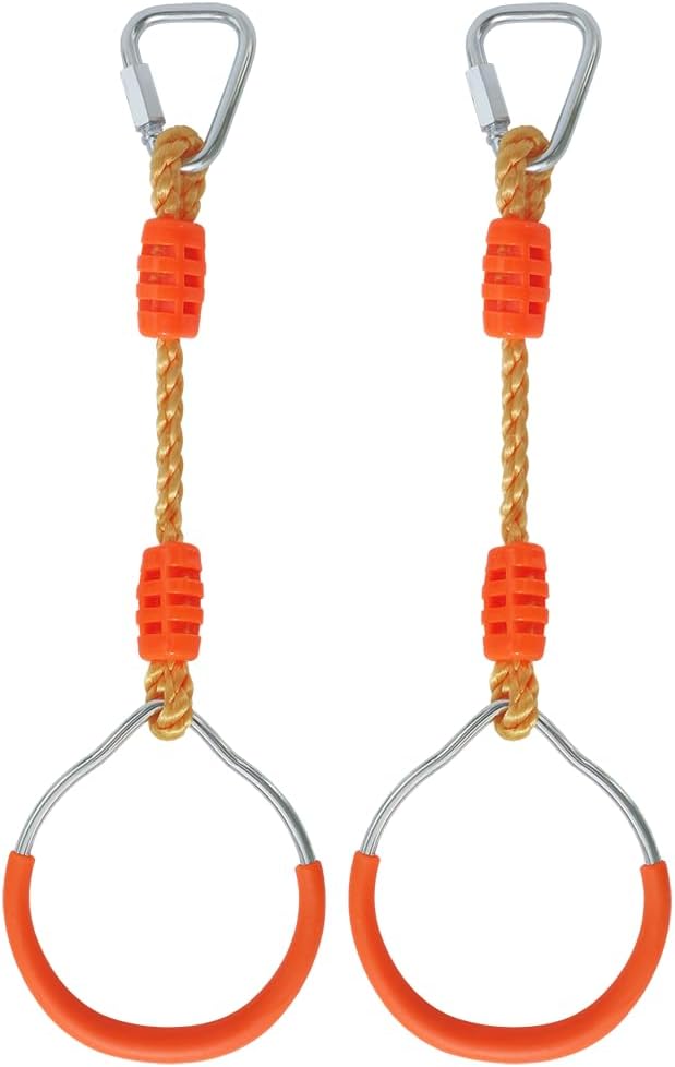 Ninja Ring Fitness Gymnastic Ring Climbing Bar Workout Outdoor Backyard Playground Training Equipment Play Set, Jungle Gym Fist Hanging Swing Monkey Bars Ninja Warrior Obstacle Course Trapeze Playsets