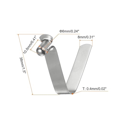 HARFINGTON 30pcs Single Button Kayak Paddle Snap Spring Clip 6x10.5x38mm 65Mn Spring Steel V-Shaped Hollow Lift Telescopic Locking Tube Pole Clips for Tent Umbrella Camping