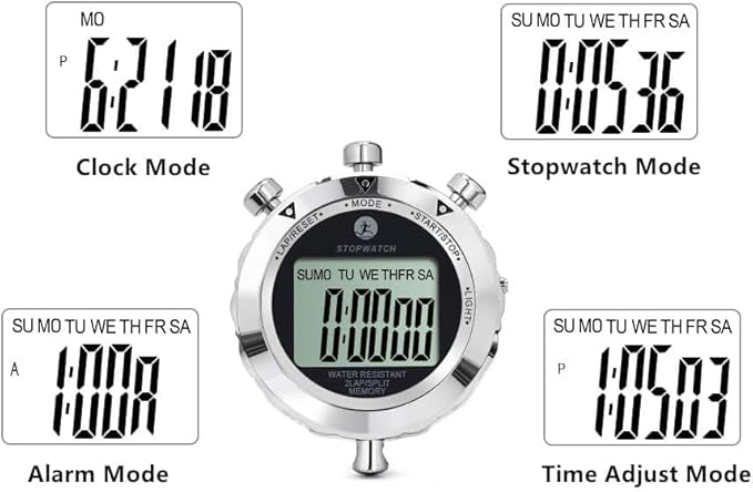 Stopwatch Timer, Digital Stop Watch with 0.01second & 0.001second Timing, Metal 10/100/400 Laps Memory, Rolilink Large dispaly Alarm Clock for Coach Sports Running Marathon