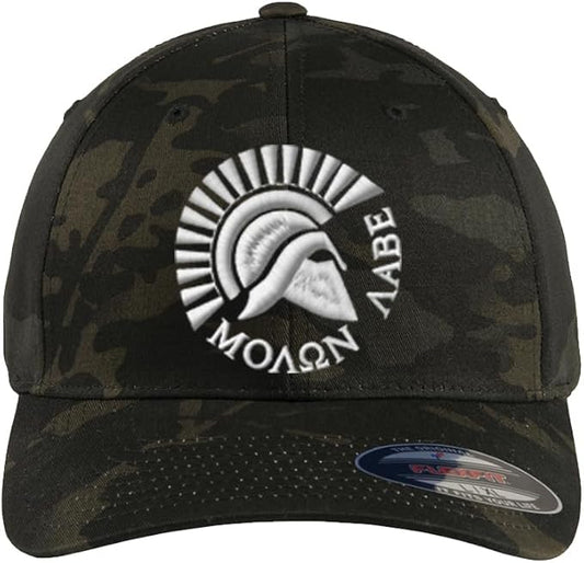 Spartan Warrior Helmet Molon Labe - Come and Take It Custom Embroidered Flex Fitted Baseball Hat