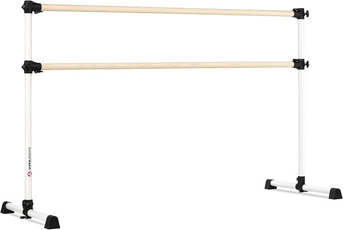 VITA Barre Portable Freestanding Double Ballet Barre, Prodigy, Wood | Adjustable Height, USA Made, Home or Gym Exercise Equipment for Kids & Adults | Dance, Fitness, Pilates