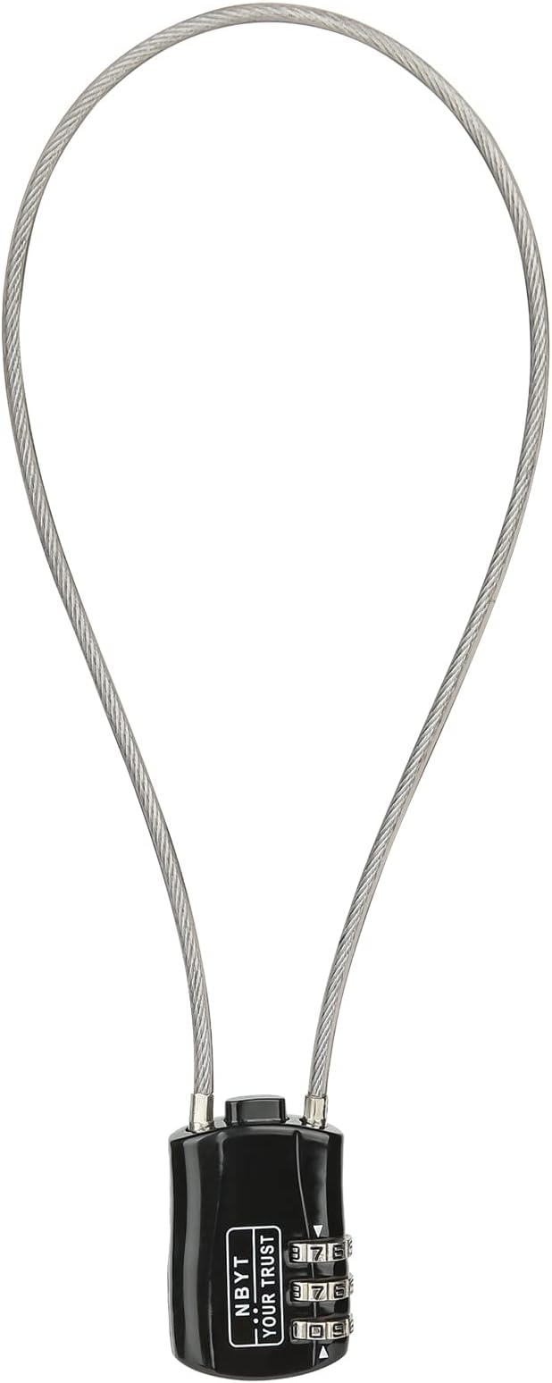 3-Digit Steel Cable Combination Padlock, Wire Diameter 3/24", 24" Circumference,for Travel Luggage, Backpack, Cycling Helmet, Small Cabinet, Gym Cabinet, Suitcase