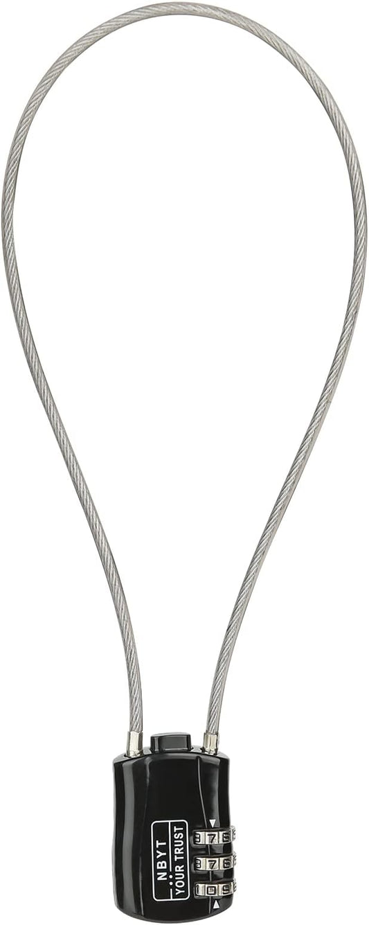 3-Digit Steel Cable Combination Padlock, Wire Diameter 3/24", 24" Circumference,for Travel Luggage, Backpack, Cycling Helmet, Small Cabinet, Gym Cabinet, Suitcase
