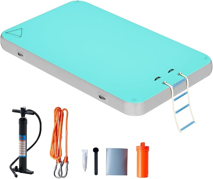 Specraft Inflatable Floating Dock, Non-Slip Air Dock Platform loating Island Raft with Rope Ladder for Pool Lake Beach Ocean