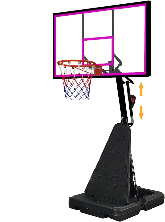 Basketball Hoop Outdoor 8.04-10FT Height Adjustable, Portable Basketball Goal with 44 Inch Shatterproof Backboard, Heavy-Duty Base & Wheels for Youth,Teens,Adults in Backyard,Driveway,Indoor