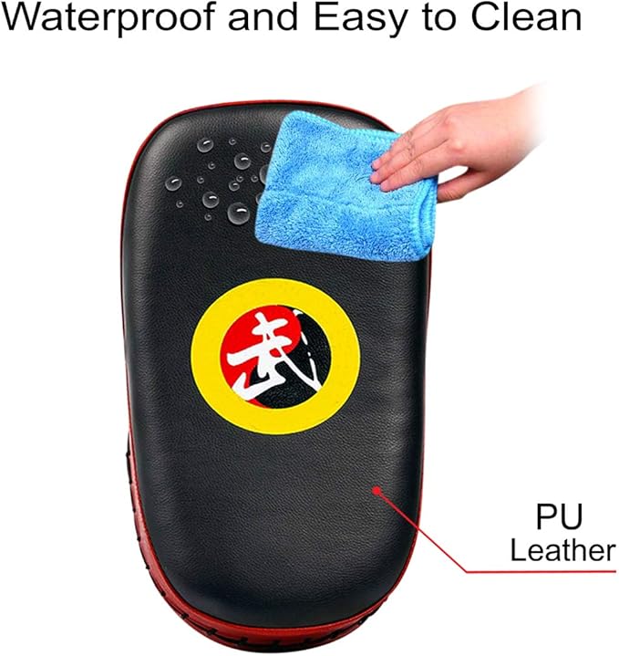 TLBTEK Taekwondo Kick Shield - Muay Thai MMA Karate Kickboxing Training Pads - Curved Leather Strike Shield