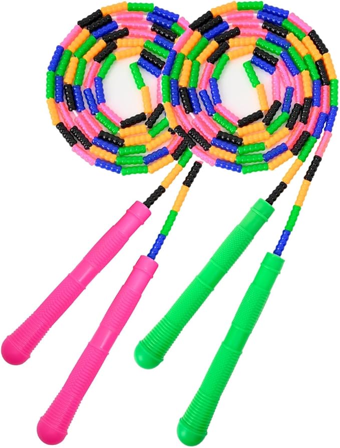 Beaded Jump Rope 1 Pack/2 Pack, ACEONE Segmented Skipping Rope for Kids Adults, Adjustable Tangle-Free Toddler Jumping Rope for Fitness Exercise Training