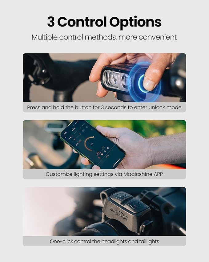 Magicshine Hori 1300 Bike Lights for Night Riding, High and Low Beam, USB-C Rechargeable Bike Headlight, IPX 6 Waterproof Bike Front Light for Road Urban Cyclists-1300 lumens