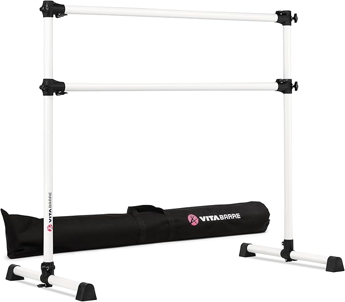 VITA Barre Portable Freestanding Double Ballet Barre, Prodigy, with Carry Bag | Adjustable Height, USA Made, Home or Gym Exercise Equipment for Kids & Adults | Dance, Fitness, Pilates