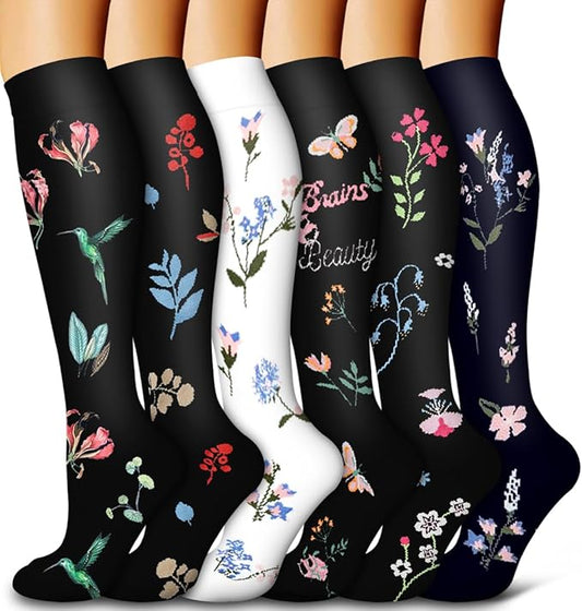 6 Pack Copper Compression Socks for Women and Men Circulation-Best Support for Medical, Running,Nursing,Athletic