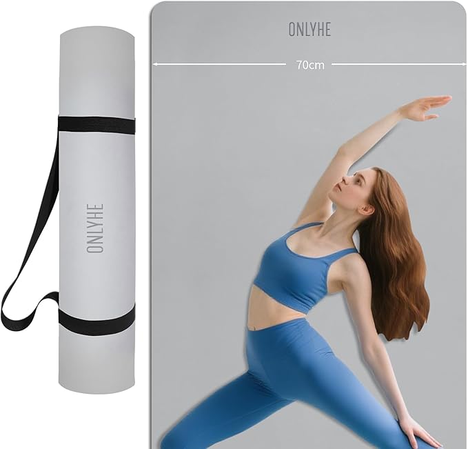 Yoga Mat Extra thick 8mm Exercise mat, Soft Lightweight TPE Fitness Mat with strap, High Elasticity, Anti-fatigue,non-slip mat for Women, Yoga, Camping, Travel, Gym & Outdoor | 72"L x 0.32"Th