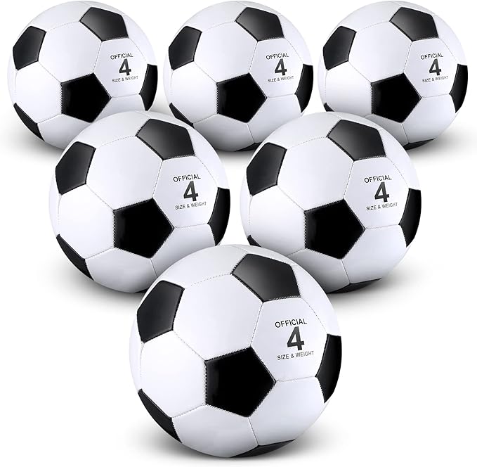 Deekin 6 Pcs Soccer Ball Bulk with Pump Teamwork Outdoor Sport Game Training Soccer Ball Bulk for School Sport Teen Adult Child