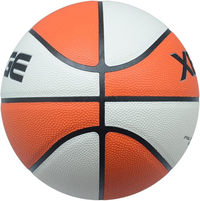XEDGE Basketball 28.5” Size 6 Indoor Outdoor Leather Basketball Set