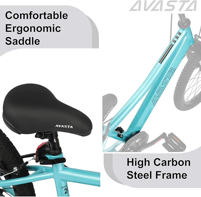 AVASTA Govet 20'' Kids Mountain Bike for 6-12 Years Old Boys Girls with Suspension Fork, 6 Speeds Drivetrain, Multiple Colors