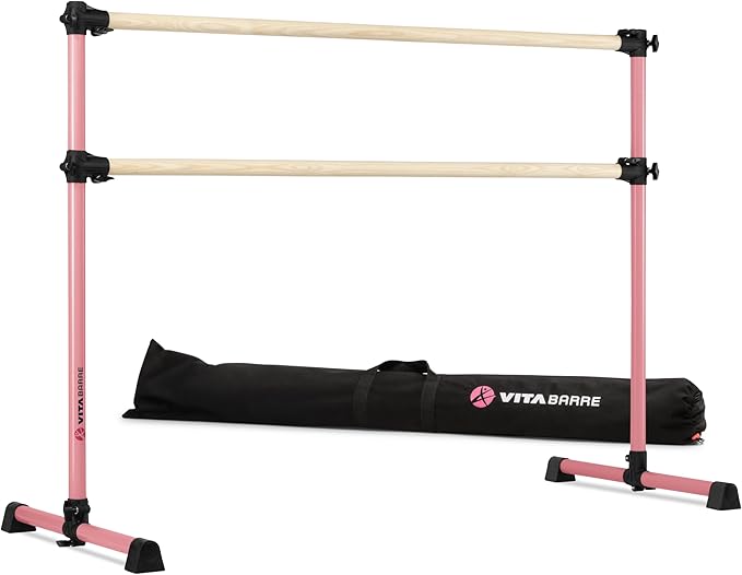 VITA Barre Portable Freestanding Double Ballet Barre, Prodigy, with Carry Bag | Adjustable Height, USA Made, Home or Gym Exercise Equipment for Kids & Adults | Dance, Fitness, Pilates