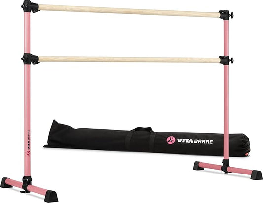 VITA Barre Portable Freestanding Double Ballet Barre, Prodigy, with Carry Bag | Adjustable Height, USA Made, Home or Gym Exercise Equipment for Kids & Adults | Dance, Fitness, Pilates