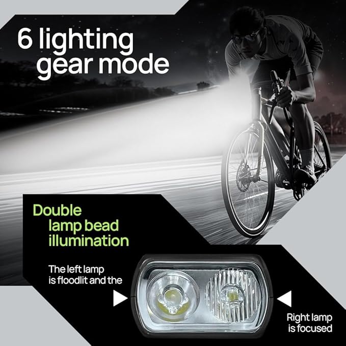 Bike Lights Kit Front and Back, USB C Rechargeable with Auto Brake Sensing, Waterproof Bicycle Headlight & Tail Light Set for Night Riding, Long Battery Life for Cycling Safety