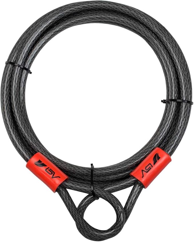 BV Heavy-Duty 15FT Security Cable with Loops - 10mm (3/8 Inch) Cut-Resistant Braided Steel Cable - Versatile & Weatherproof - Security Chain for Padlock, Chain Lock, Wire Lock