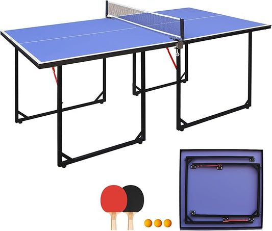 Foldable Ping Pong Table Portable 4.5FT/6 FT/9FT Table Tennis Table Foldable for Indoor Outdoor Games - Quick Assembly