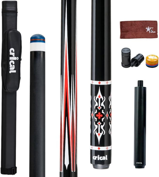 CRICAL Carbon Fiber Pool Cue Stick 58" Billiard Cue Sticks Professional Low Deflection Pool Sticks with 3/8 * 8 Pin Joint and 12.5mm Tip