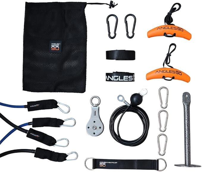 Angles90 Suspension Pulley Trainer - A90 Strength Set, Alloy Steel, 440 lb Tension - Sling Trainer & Workout Cables for Calisthenics & Suspension Equipment