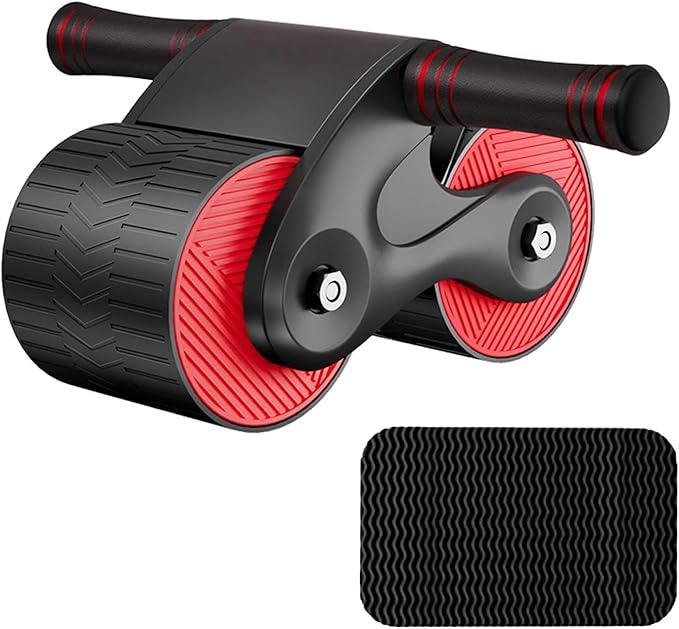 Ab Roller Wheel, Double Automatic Rebound Abdominal Wheel, Ab Roller Wheel Domestic Abdominal Exerciser for Beginners Core Workouts, AB Core Workout Equipment with Knee Mat for Home Gyms